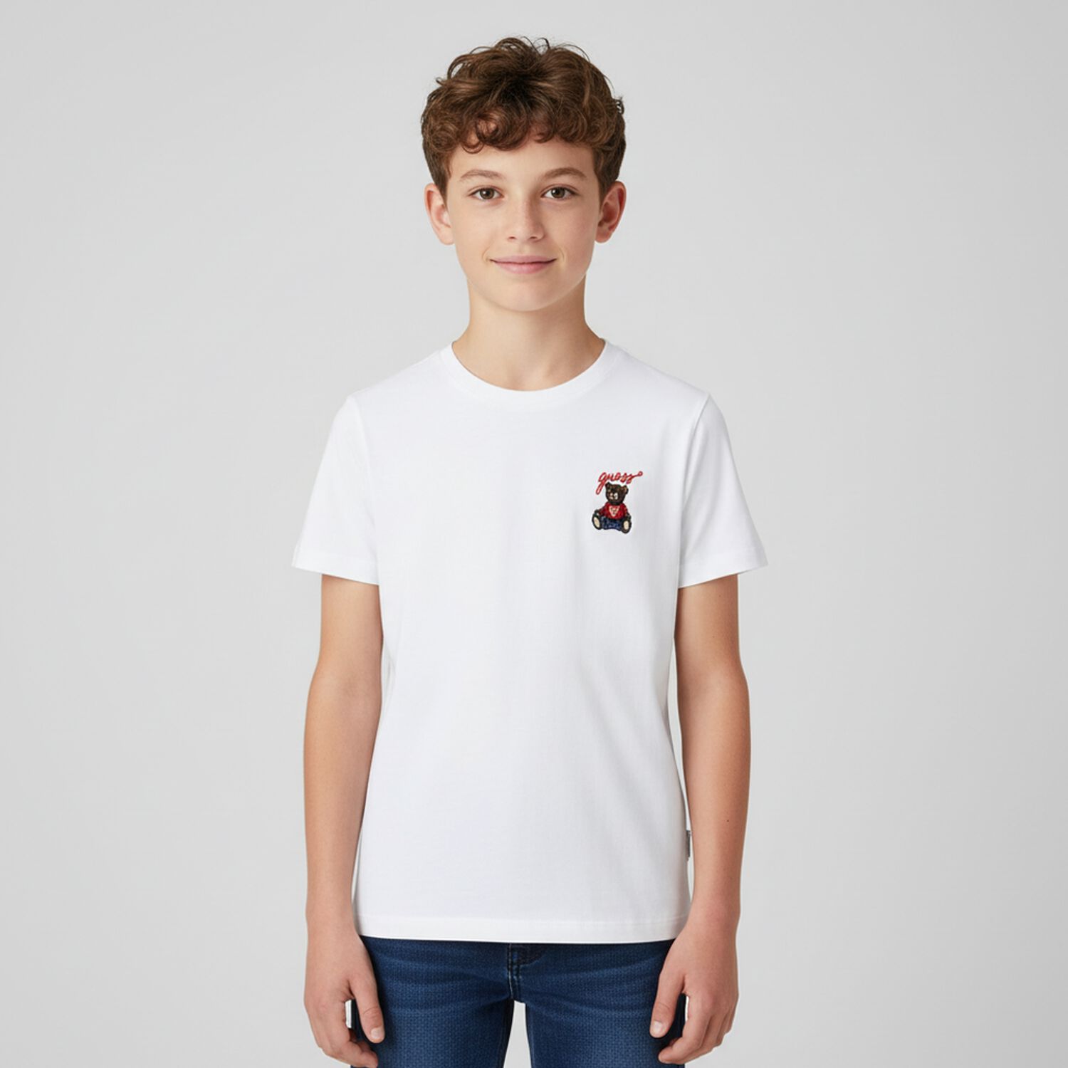 Boys White Teddy Bear T-Shirt, 1, hi-res image number null