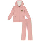 Girls Pink & Gold Logo Tracksuit, 2, hi-res