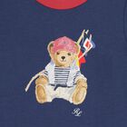 Baby Boys Navy Blue Polo Bear Romper, 1, hi-res