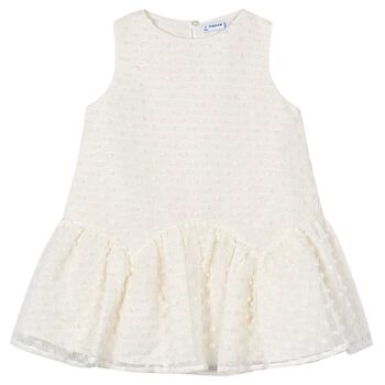 Girls White Sleeveless Tiered Dress