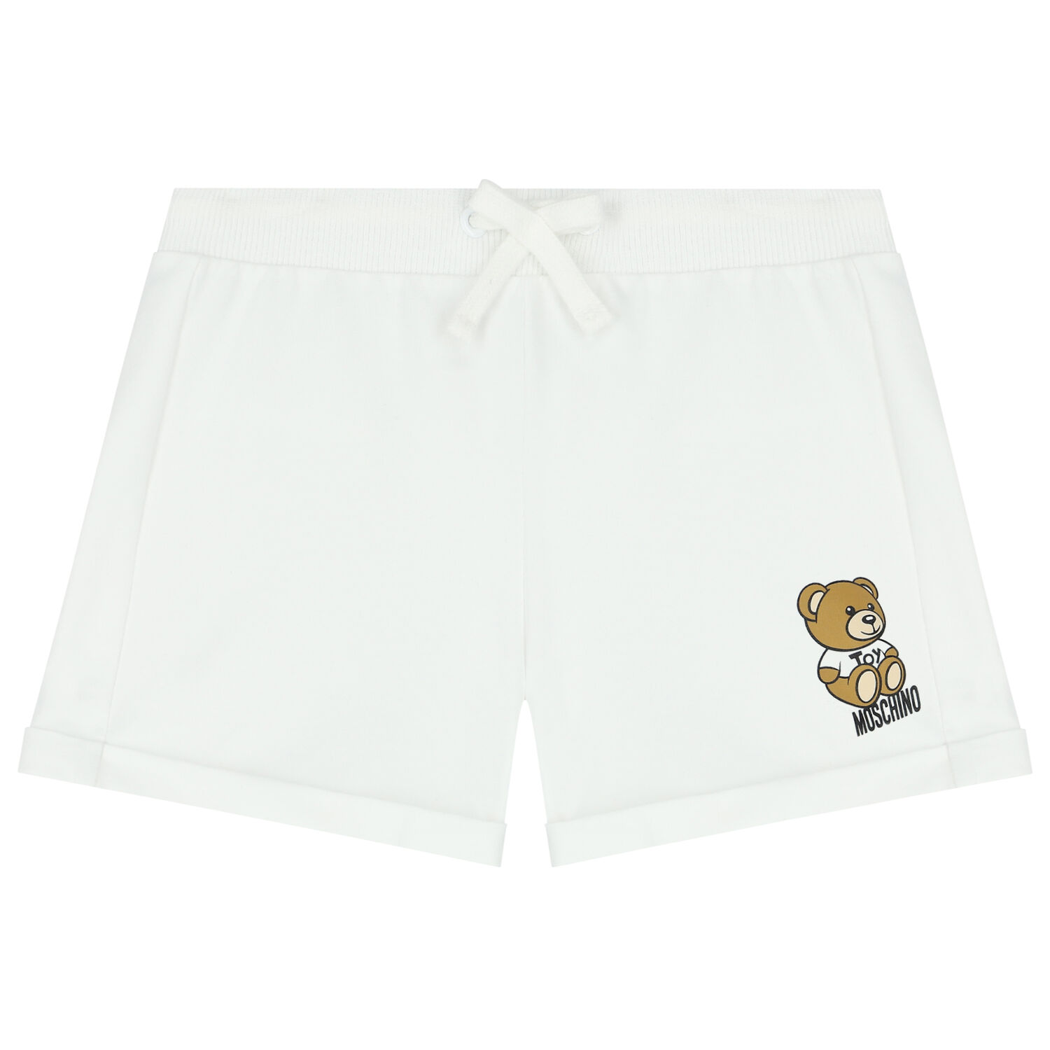 Girls White Teddy Logo Shorts, 3, hi-res