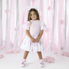 Girls Pink & White Floral Print Dress, 1, hi-res