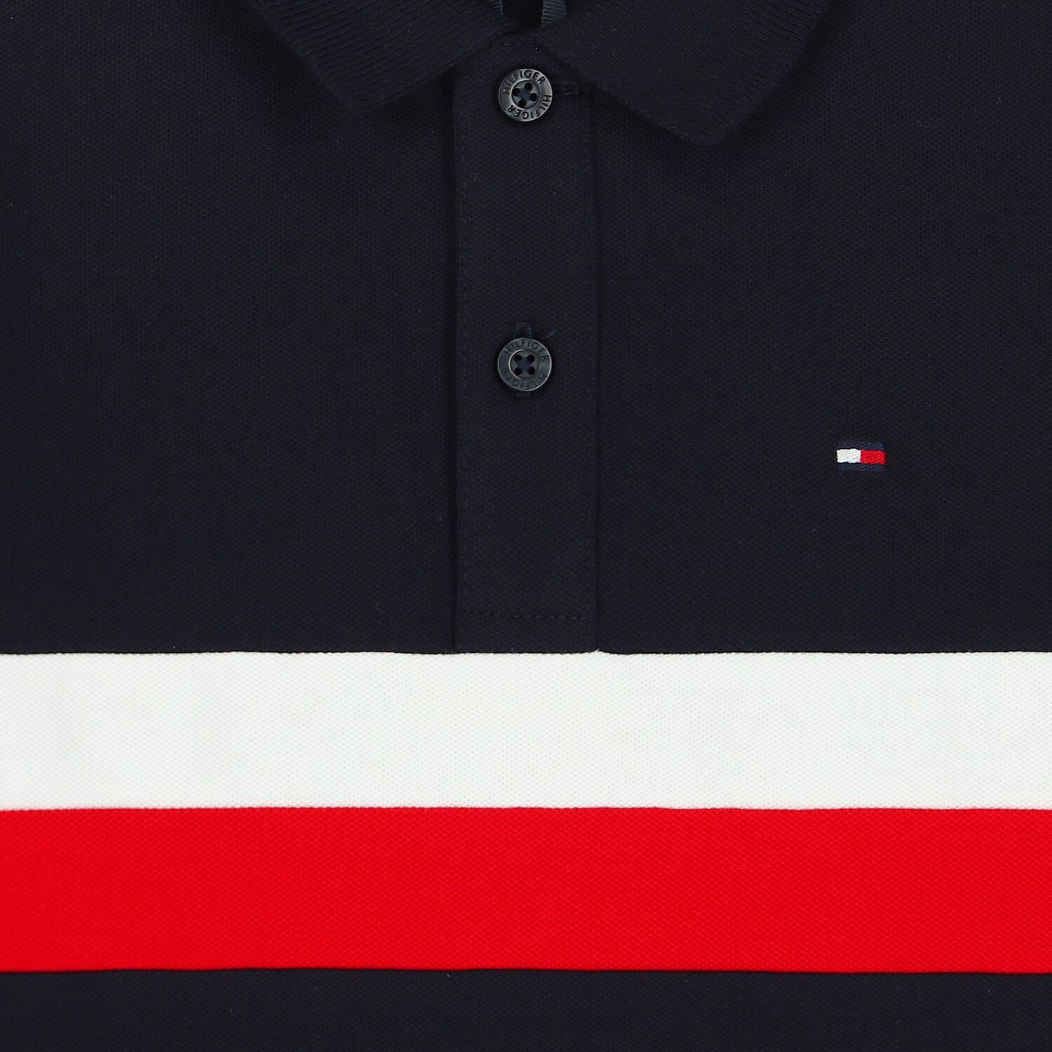 Boys Navy Blue, Red & White Logo Polo Shirt, 1, hi-res