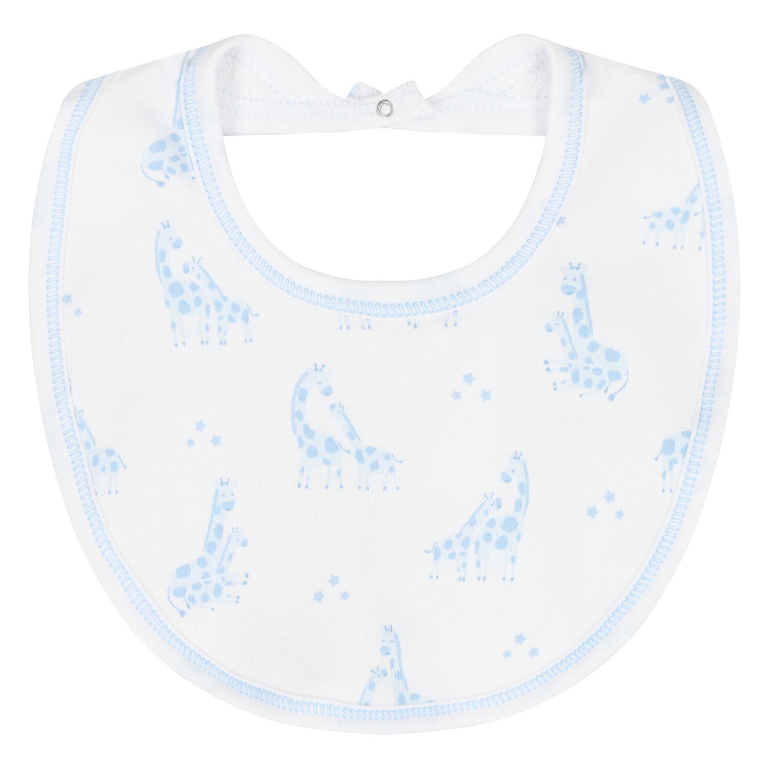 Baby Boys White & Blue Giraffe Bib, 1, hi-res