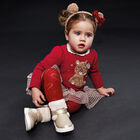 Younger Girls Red Teddy Bear Dress, 1, hi-res