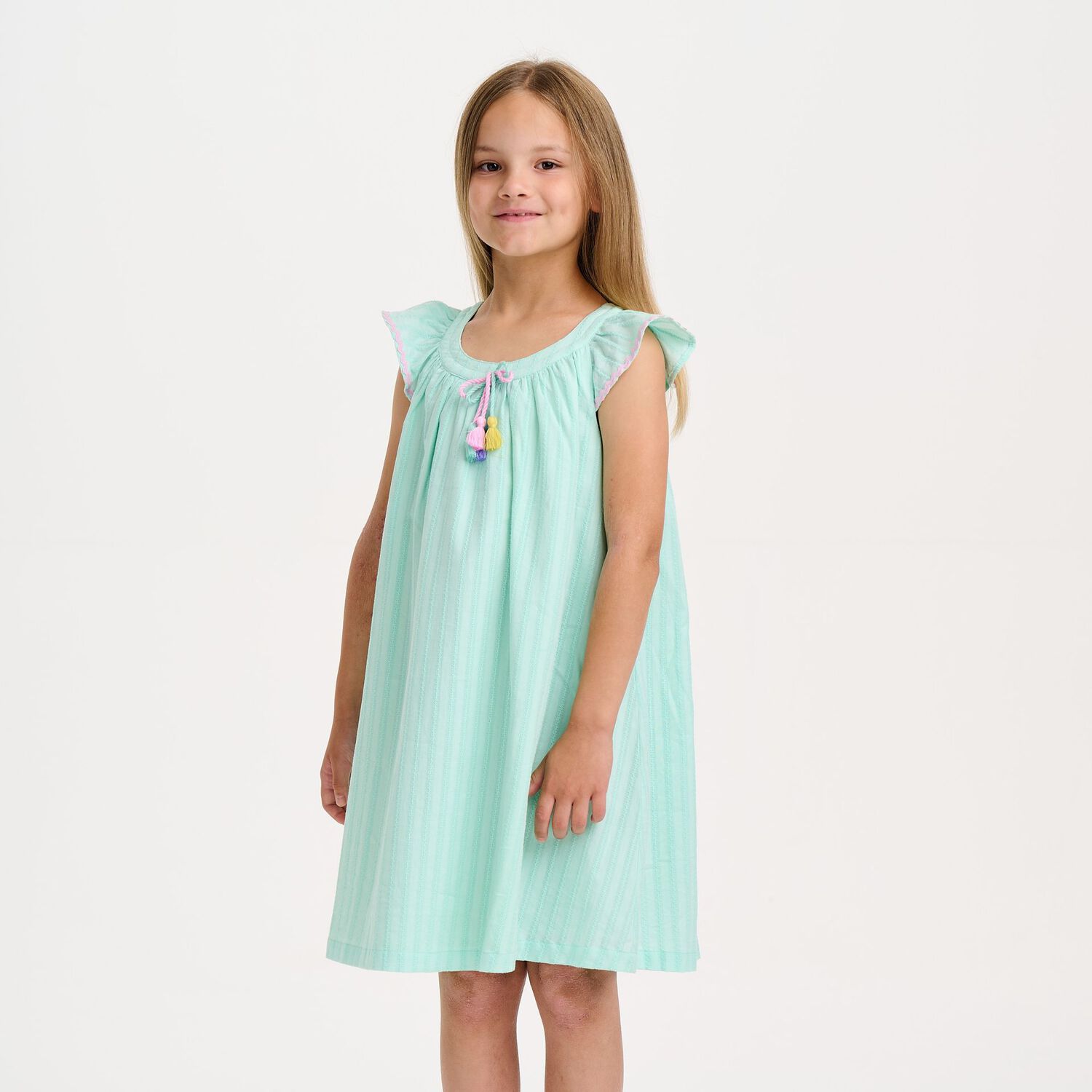 Girls Green Beach Dress, 1, hi-res