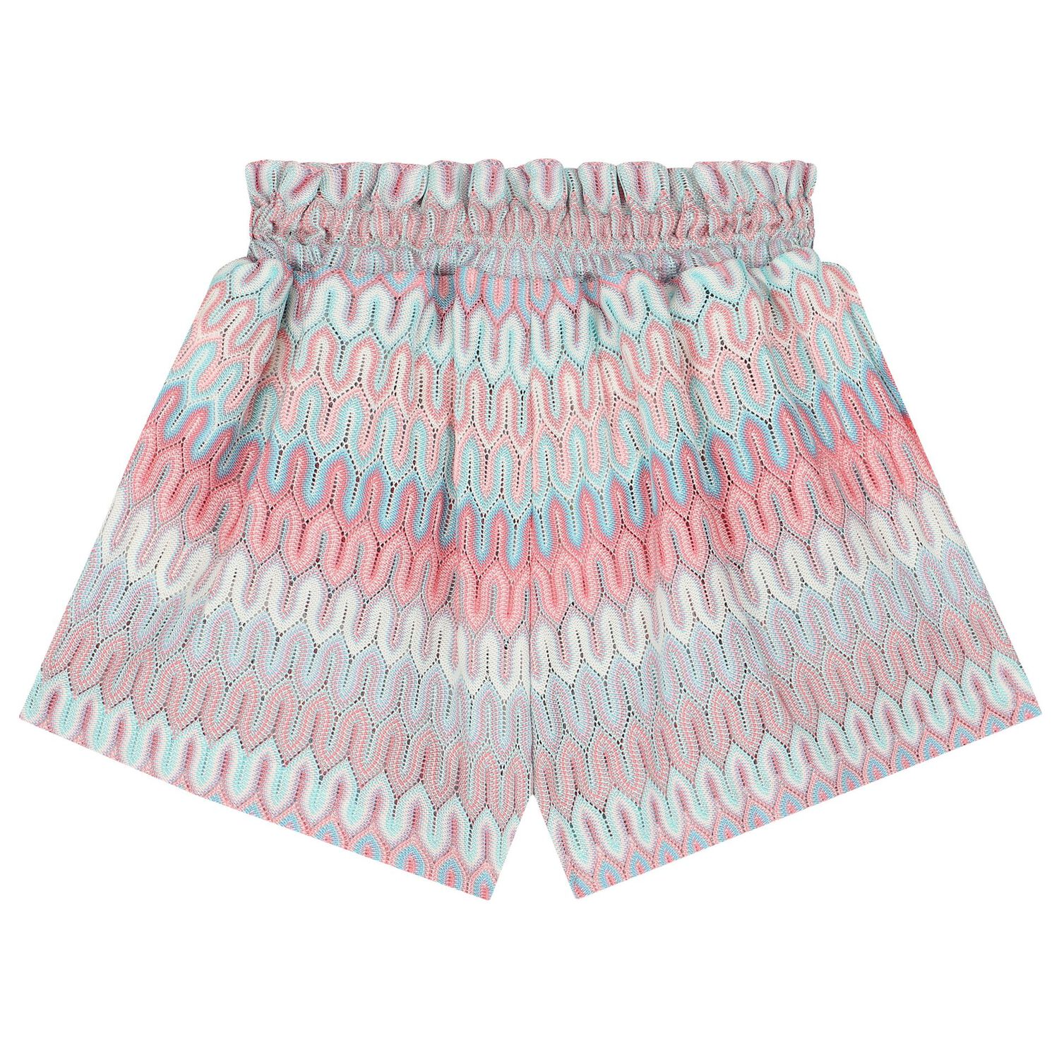 Girls Pink & Blue Crochet Knitted Shorts, 1, hi-res