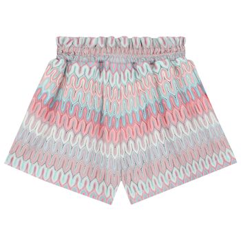 Girls Pink & Blue Crochet Knitted Shorts