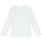 White Teddy Bear Logo Long Sleeve Top, 1, hi-res