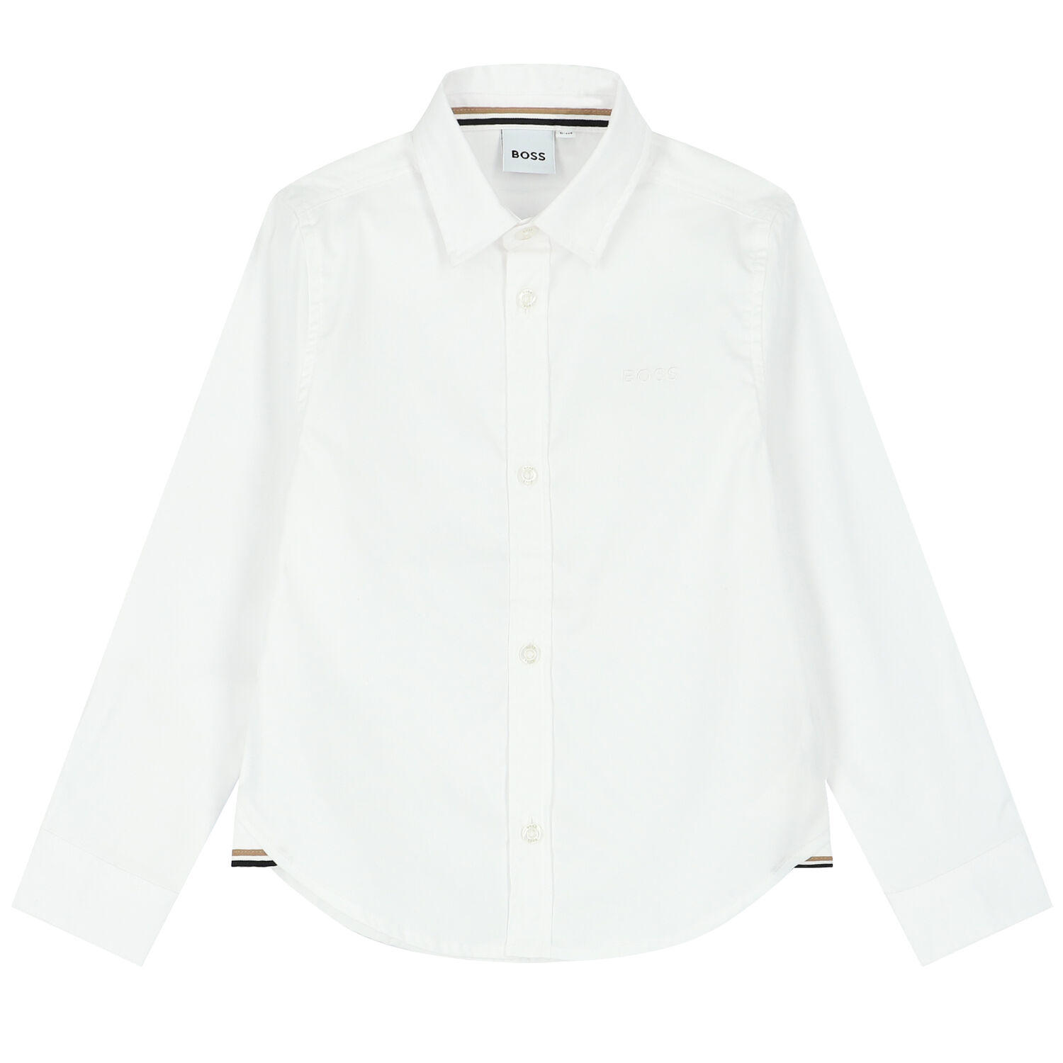 Boys White Logo Shirt, 1, hi-res