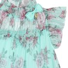 Girls Aqua Rose Tulle Dress, 1, hi-res