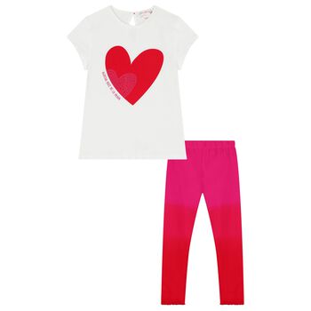 Girls White & Red Leggings Set