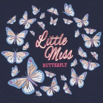 Girls Navy Blue Butterfly Long Sleeve Top, 1 Girls Navy Blue Butterfly Long Sleeve Top