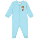 Blue Teddy Bear Logo Babygrow Set, 1, hi-res