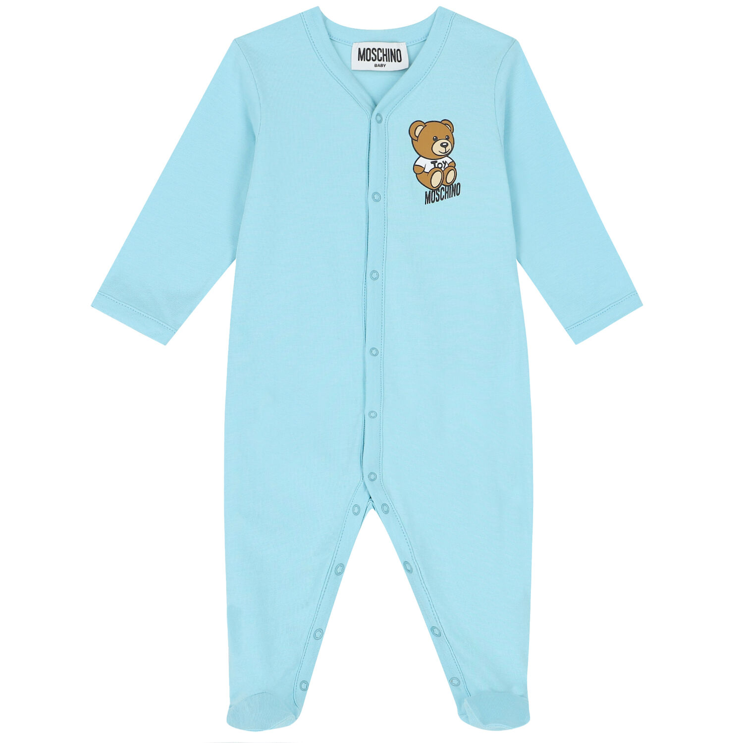 Blue Teddy Bear Logo Babygrow Set, 1, hi-res