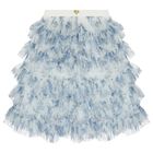 Girls Blue Floral Tulle Skirt, 1, hi-res
