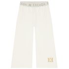 Girls Ivory Logo Trousers, 1, hi-res