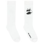 Girls White Choupette Logo Socks, 1, hi-res