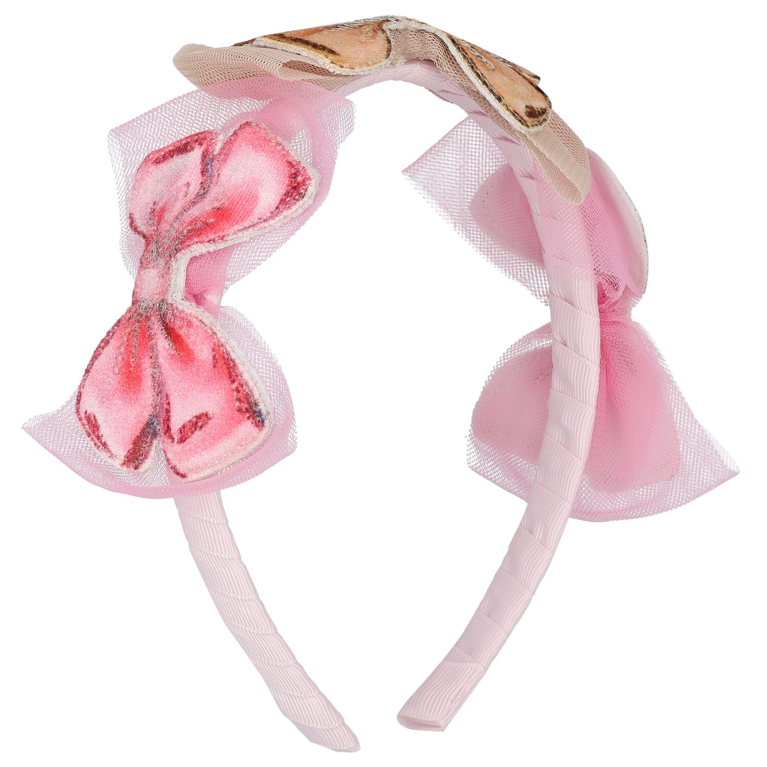 Girls Pink Bow Headband, 1, hi-res
