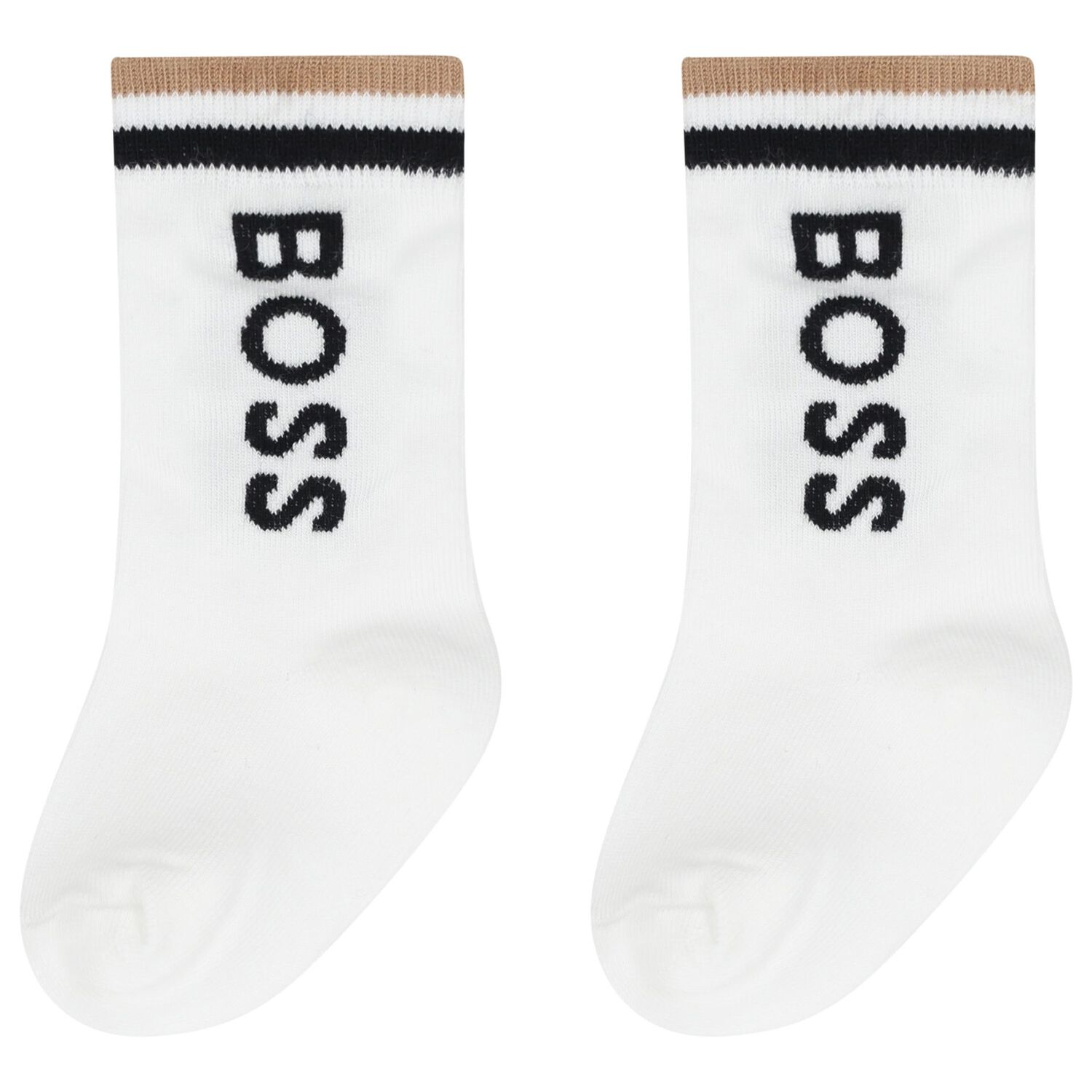 Younger Boys White, Beige & Black Socks ( 3-Pack ), 1, hi-res