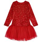 Girls Red Star Dress, 1, hi-res
