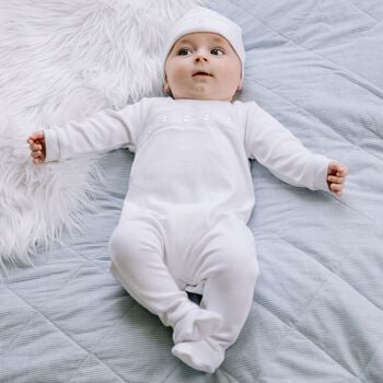 White Babygrow & Hat Set