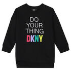 Girls Black Logo Sweatshirt Dress, 1, hi-res
