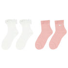 Girls White & Pink Socks ( 2-Pack ), 2, hi-res