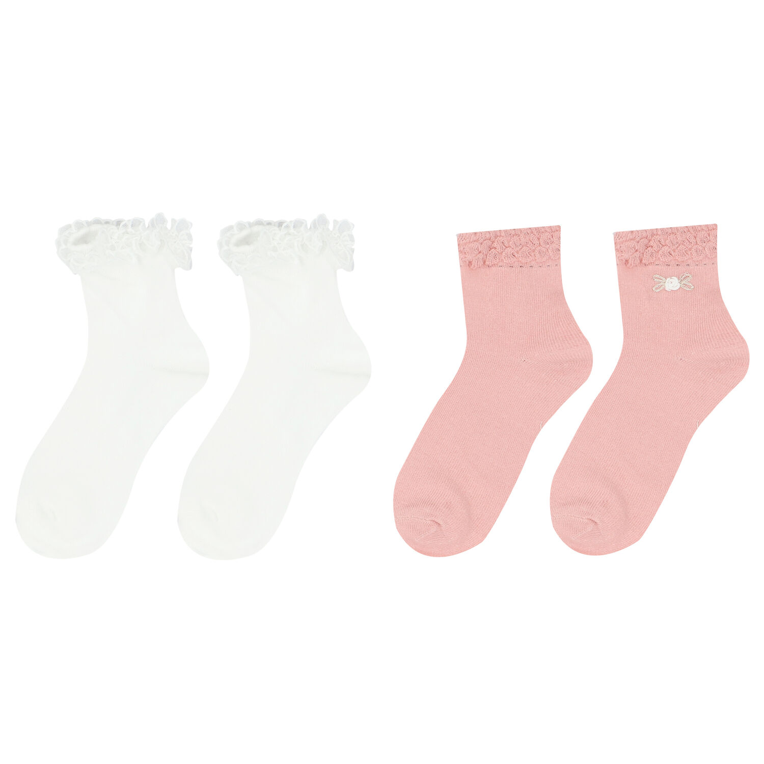 Girls White & Pink Socks ( 2-Pack ), 2, hi-res