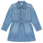 Girls Blue Denim Dress, 1, hi-res