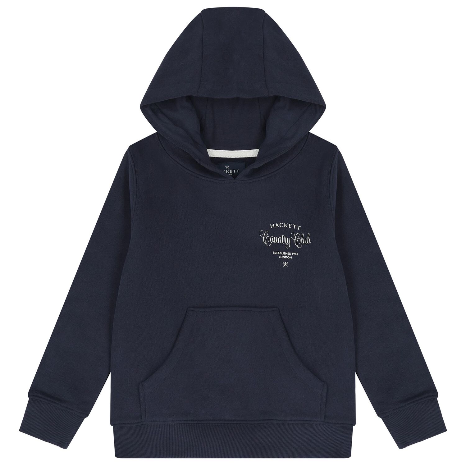 Boys Navy Blue Logo Hooded Top, 1, hi-res