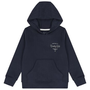 Boys Navy Blue Logo Hooded Top
