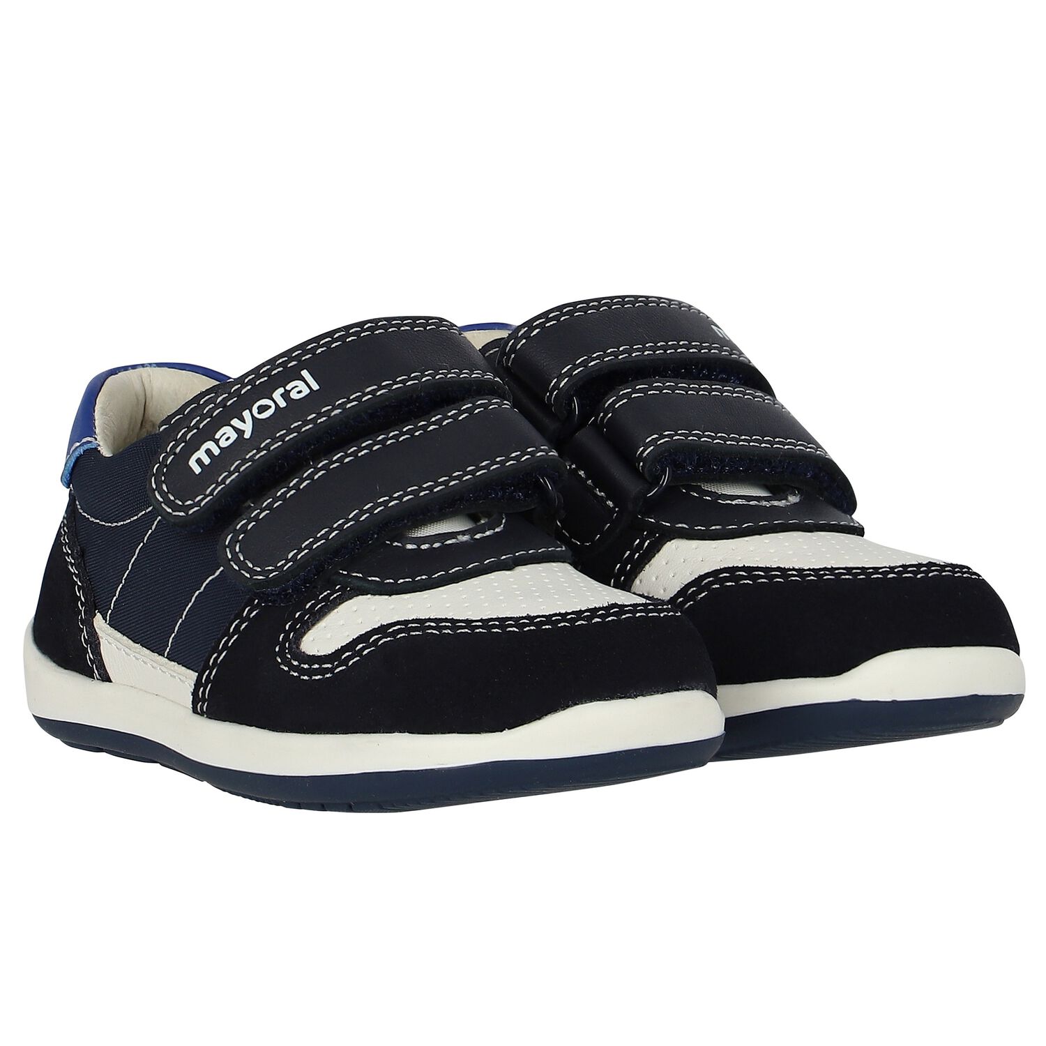 Baby Boys Navy Blue Logo Trainers, 1, hi-res