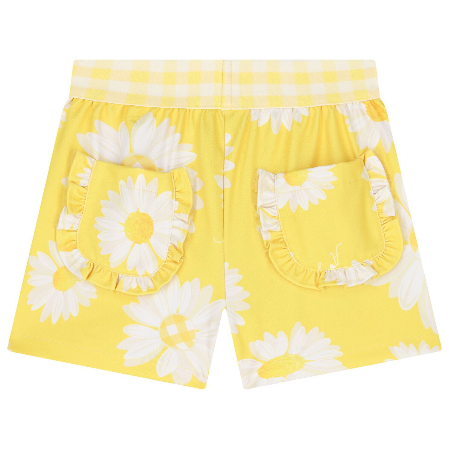 Girls White & Yellow Daisy Shorts Set, 1, hi-res image number null