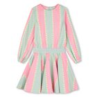 Girls Pink & Green Heart Stripe Dress, 1, hi-res