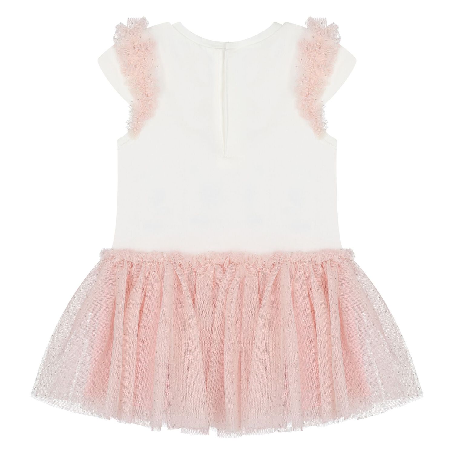 Younger Girls Ivory & Pink Tulle Dress, 1, hi-res image number null