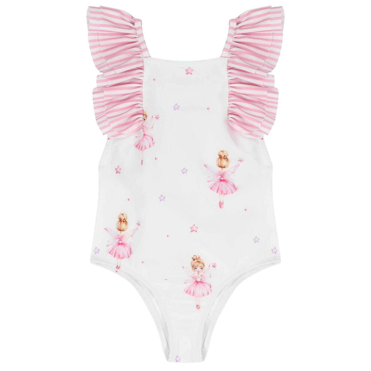 Girls White & Pink Ballerinas Swimsuit, 1, hi-res image number null