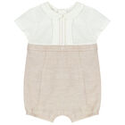 Baby Boys Ivory & Beige Romper, 1, hi-res