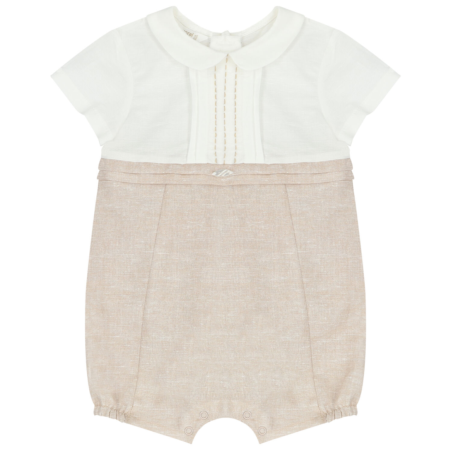 Baby Boys Ivory & Beige Romper, 1, hi-res