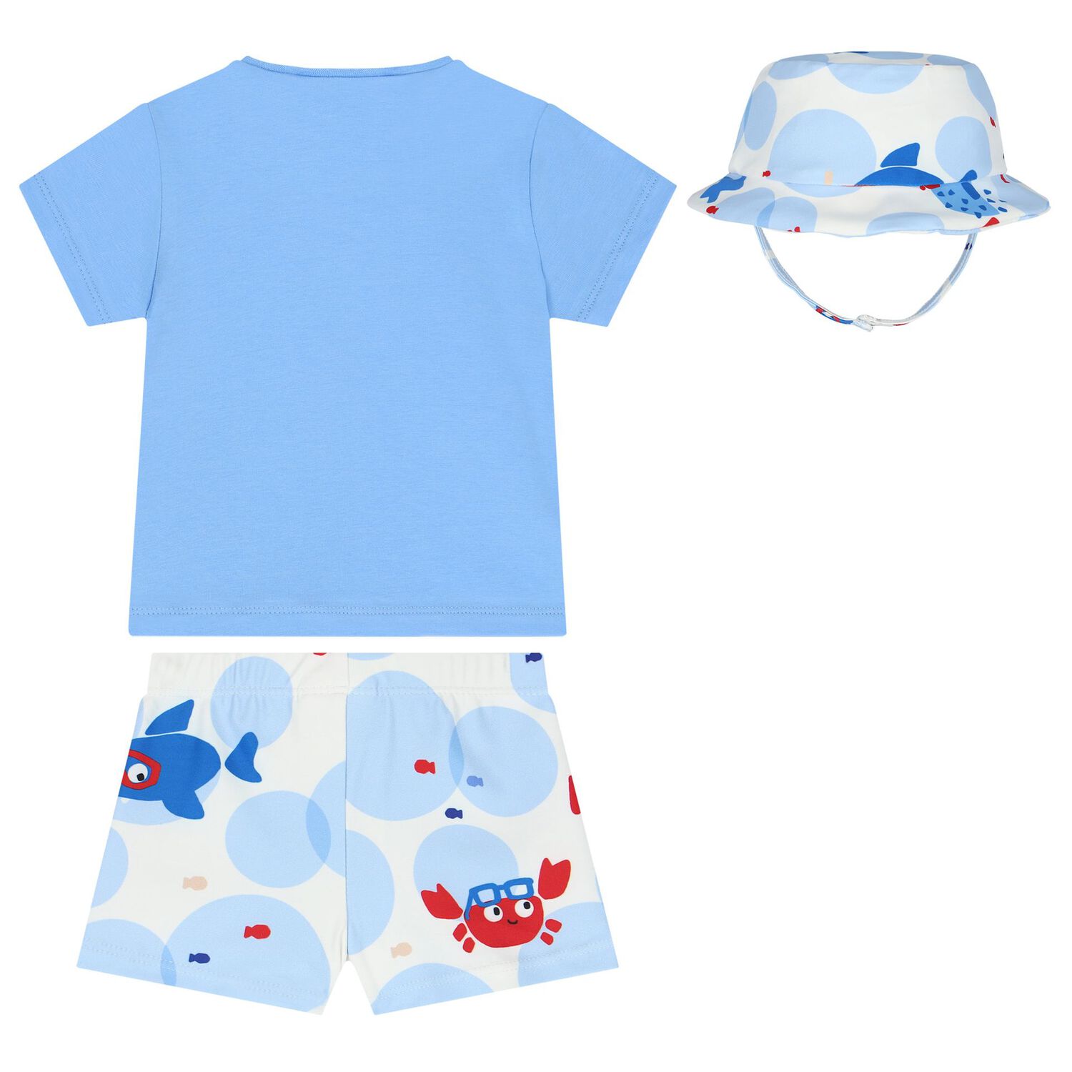 Baby Boys Blue & White Octopus Swim Shorts Set, 1, hi-res image number null