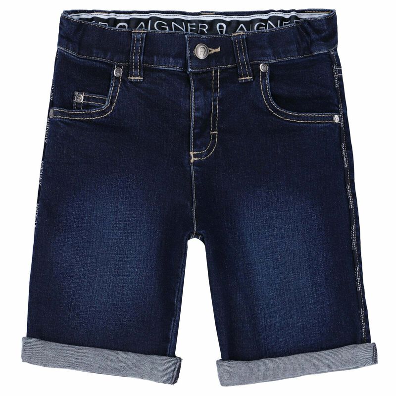Boys Blue Denim Logo Shorts, 1, hi-res image number null