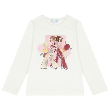 Girls Ivory Long Sleeve Top