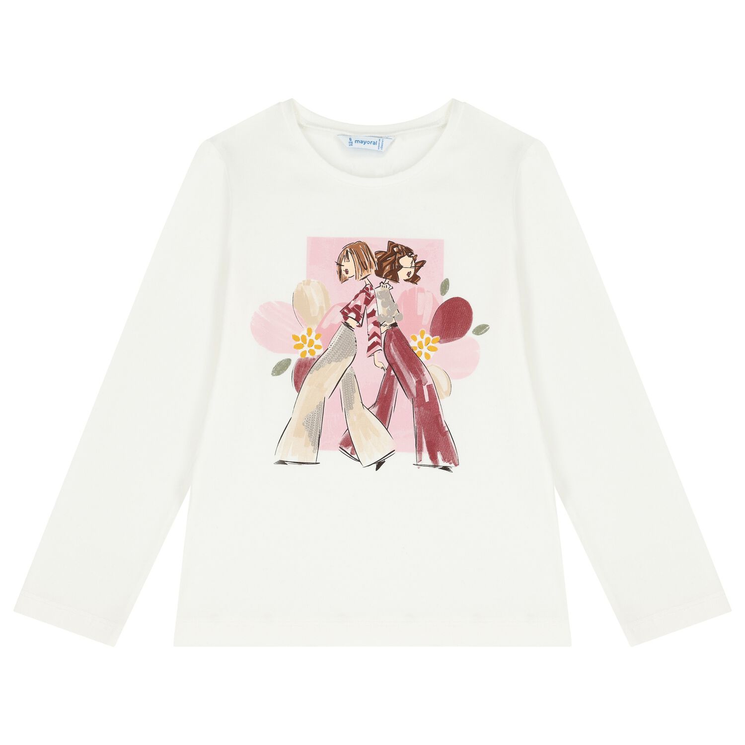 Girls Ivory Long Sleeve Top, 1, hi-res image number null