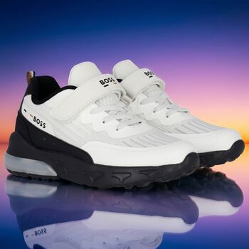 Boys White Logo Trainers