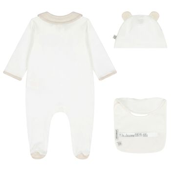 Baby Boys Ivory & Beige Leopard Babygrow Gift Set