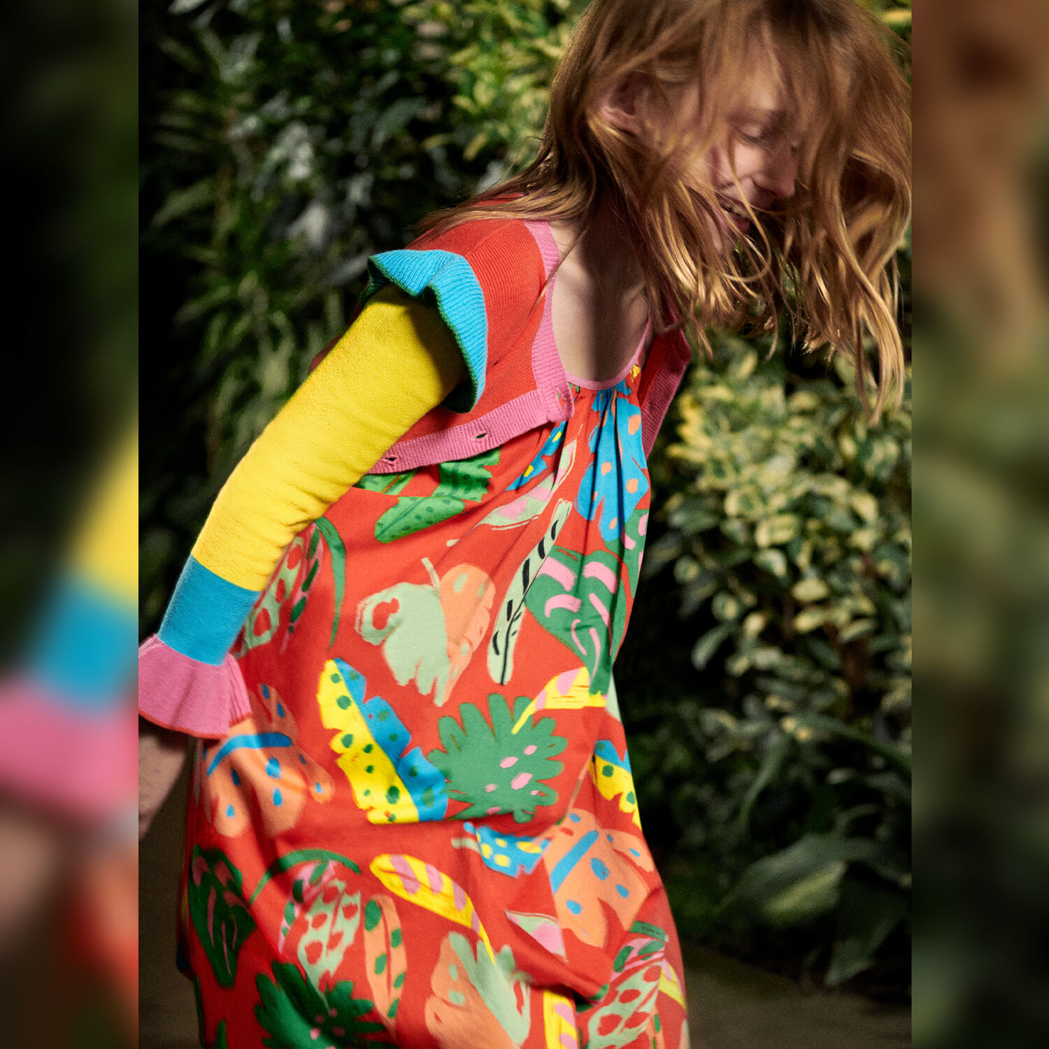 Girls Red Leaves Dress, 1, hi-res image number null