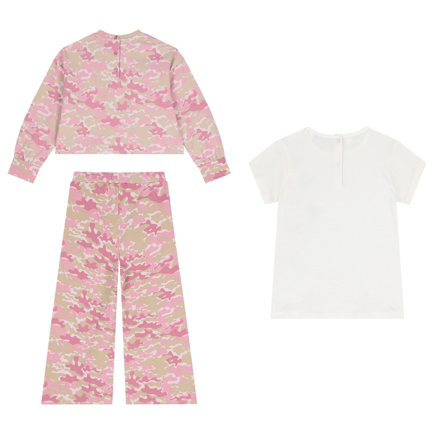 Girls Pink & Ivory Camouflage Trousers Set, 1, hi-res image number null