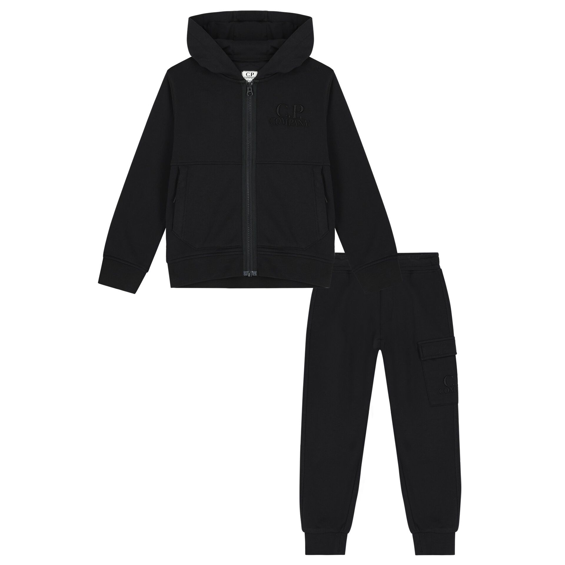 C.P Company Boys Black Logo Tracksuit Junior Couture UK