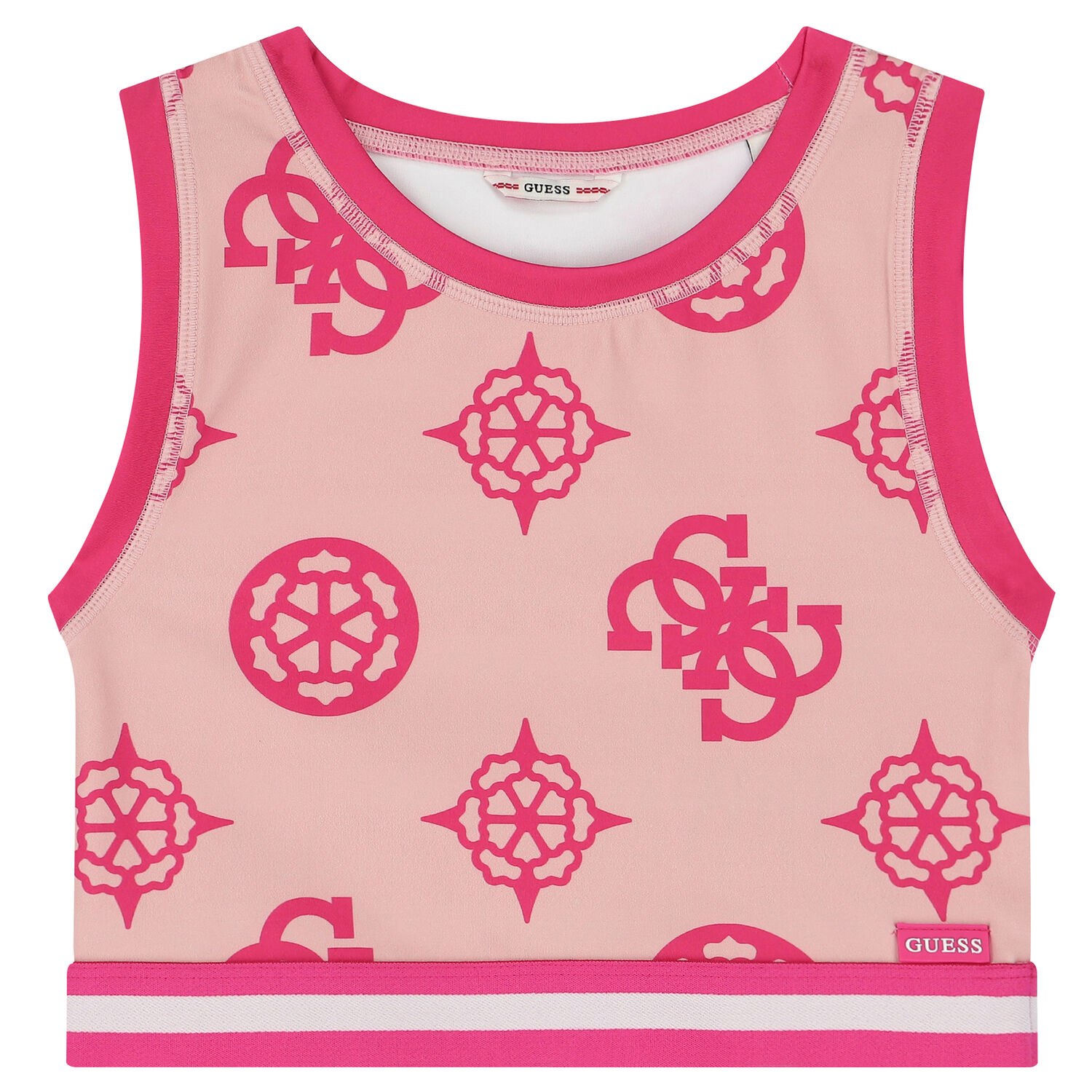 Girls Beige & Pink Logo Top, 2, hi-res image number null