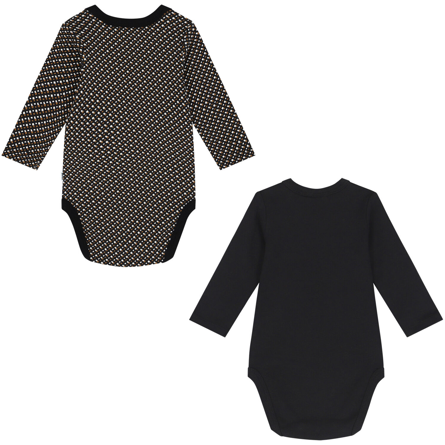 Baby Boys Black & Beige Logo Bodysuits ( 2 Pack ), 1, hi-res